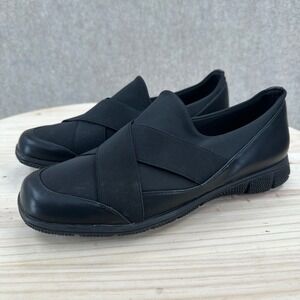 Trotters Urbana Slip On Womens 11 W Black Comfort Sneaker Criss Cross Strap Shoe